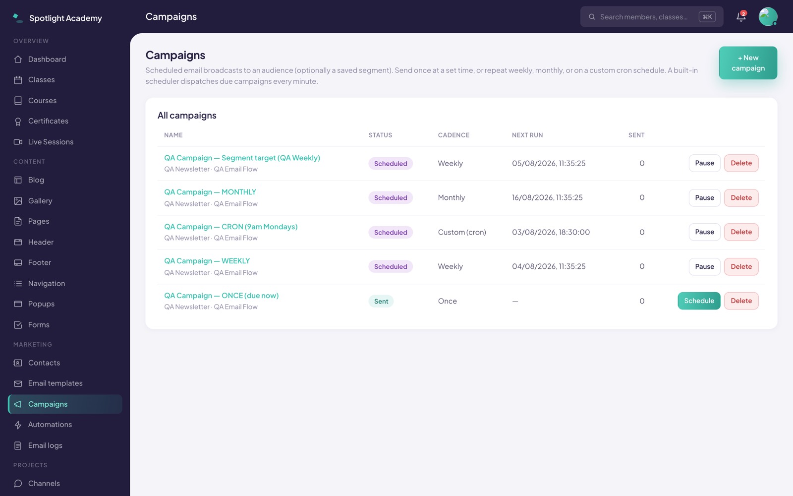 Email marketing — campaigns