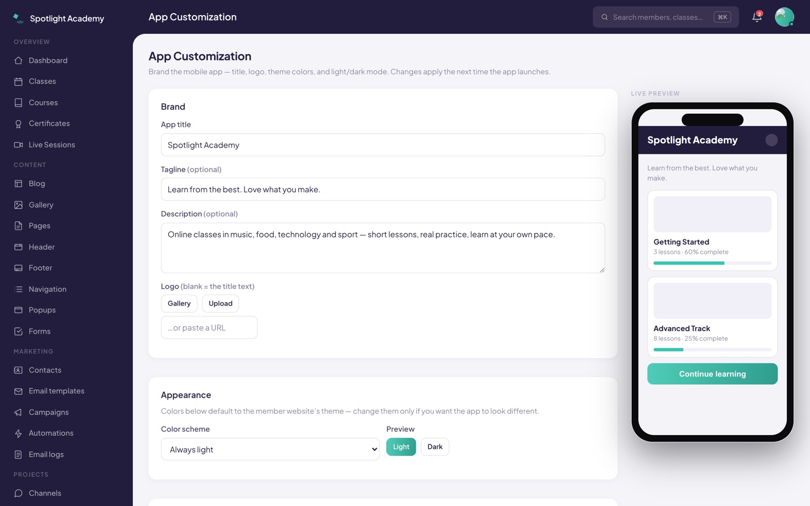 White-label app customization